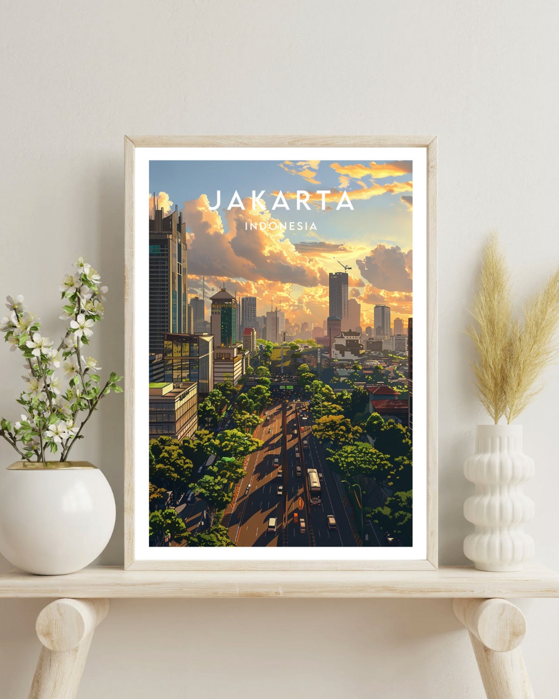 Jakarta Indonesia Sunset Boulevard Skyline City Travel Art Poster - Image 4