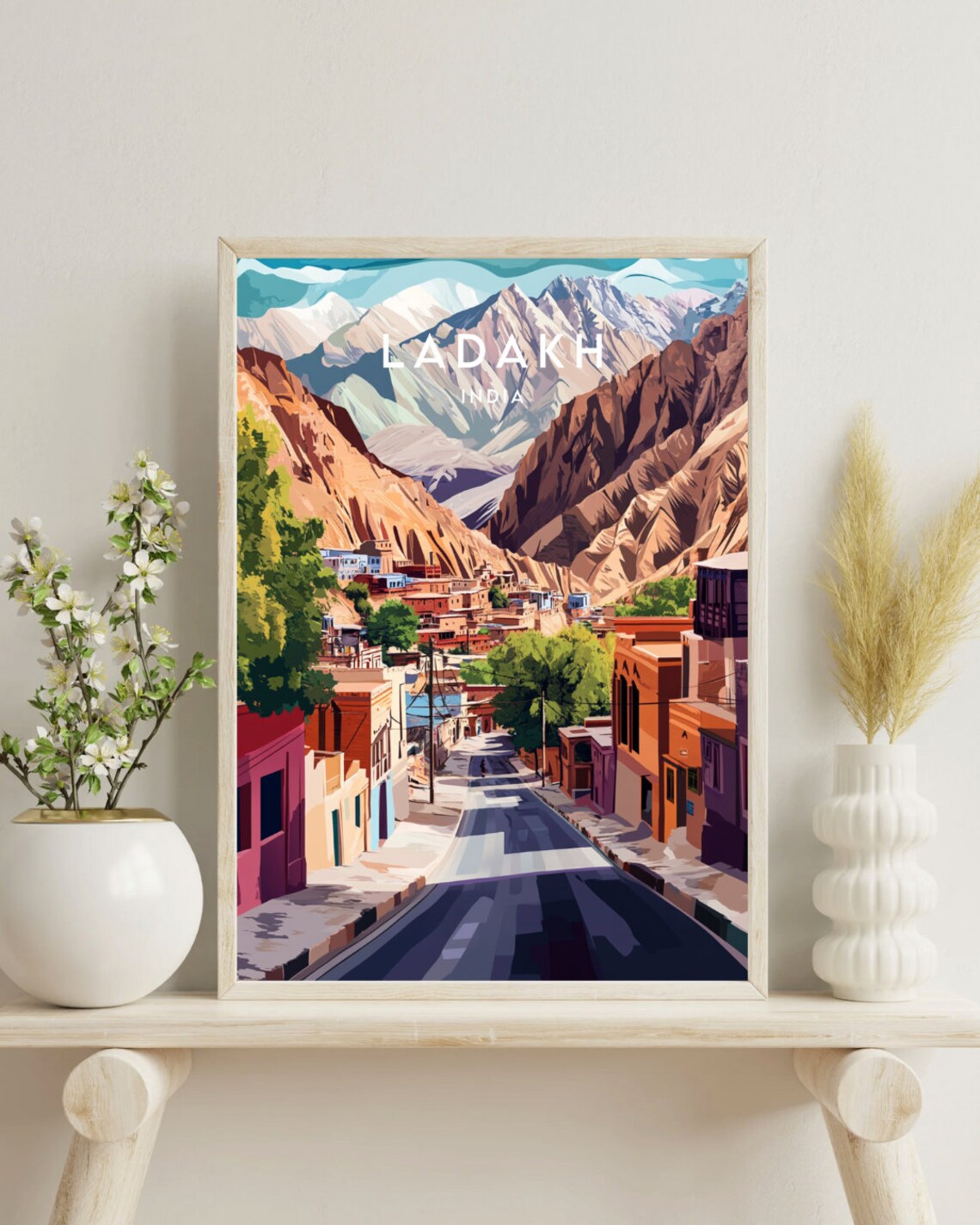 Ladakh India Mountain Town Snowy Peaks Himalaya Scenic Travel Poster - Image 4