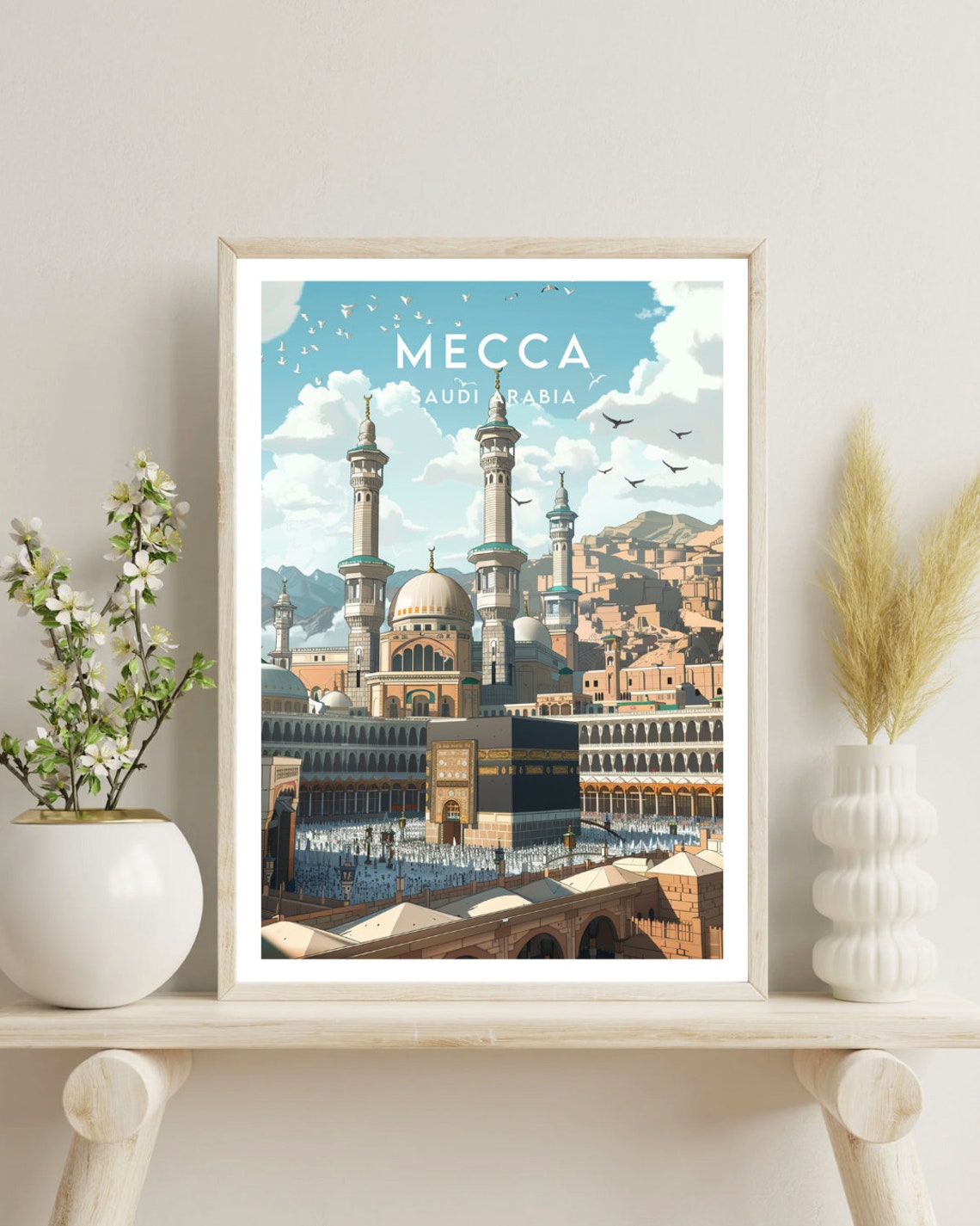 Mecca Saudi Arabia Grand Mosque Kaaba Pilgrims Travel Poster - Image 4