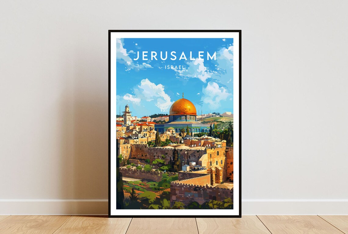 Jerusalem Travel Print Israel Jerusalem Poster Israel Poster Travel Wall Art Israel Print Jerusalem Asia Israel Middle East Poster