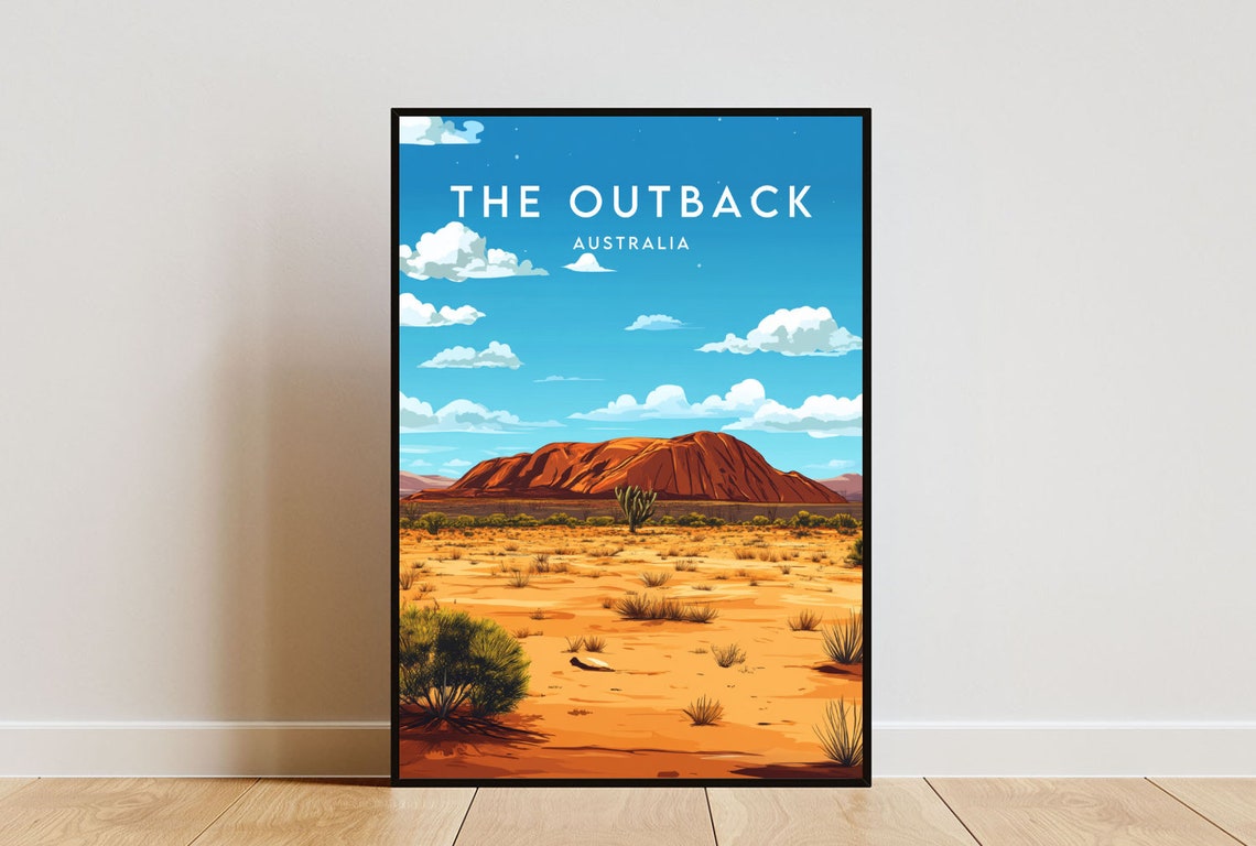 Australian Outback Uluru Red Rock Desert Landscape Travel Poster