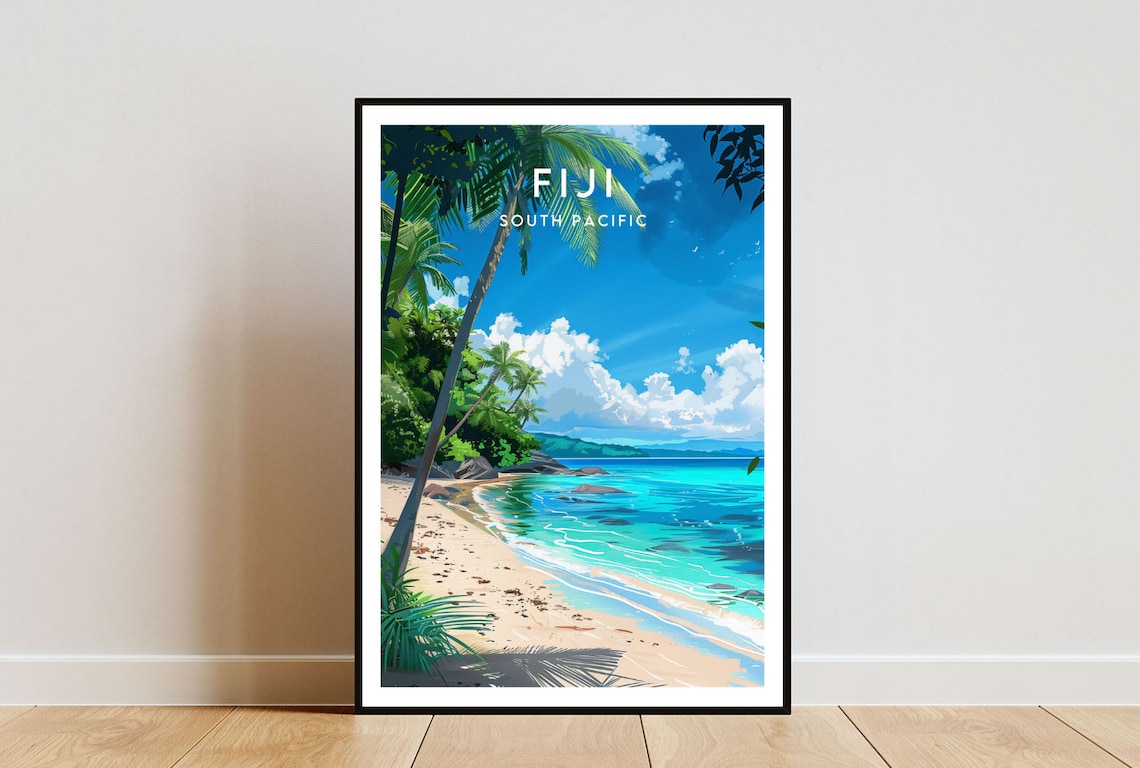 Fiji Travel Poster, South Pacific Ocean Escape