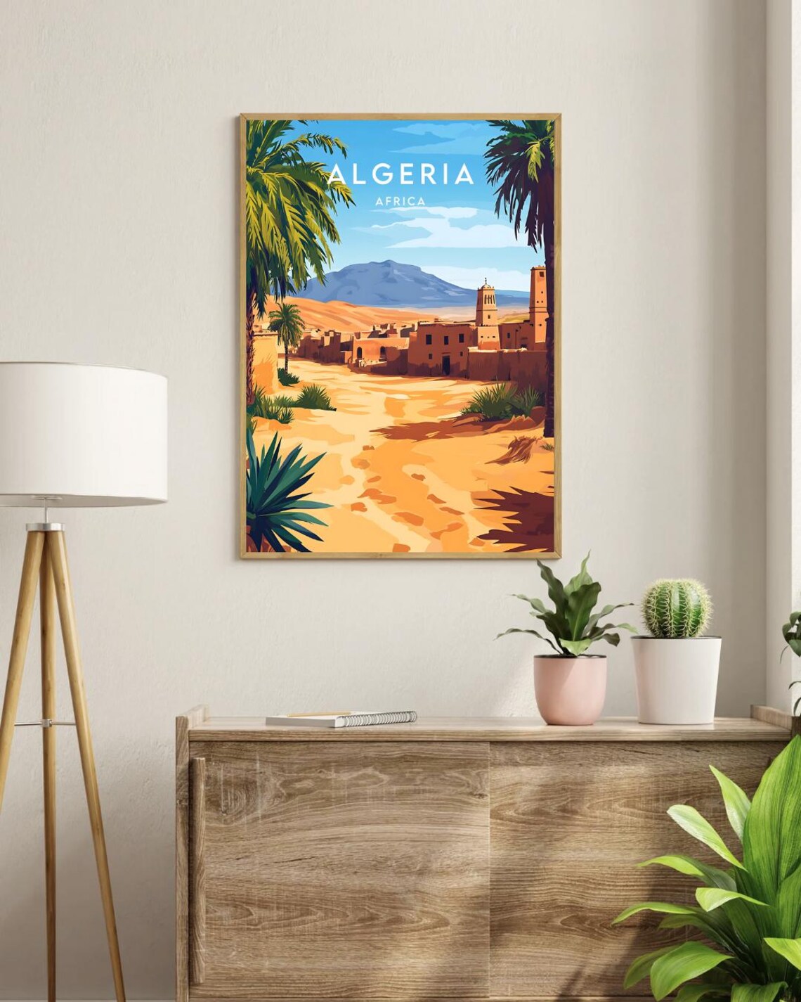 Algeria Africa Desert Oasis Town Palms Minarets Travel Poster - Image 3