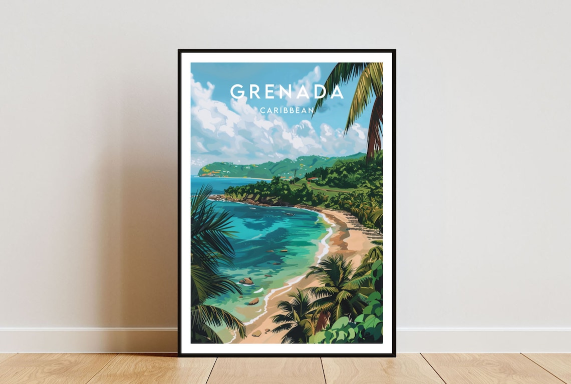 Grenada Travel Poster, Caribbean Place Art Print
