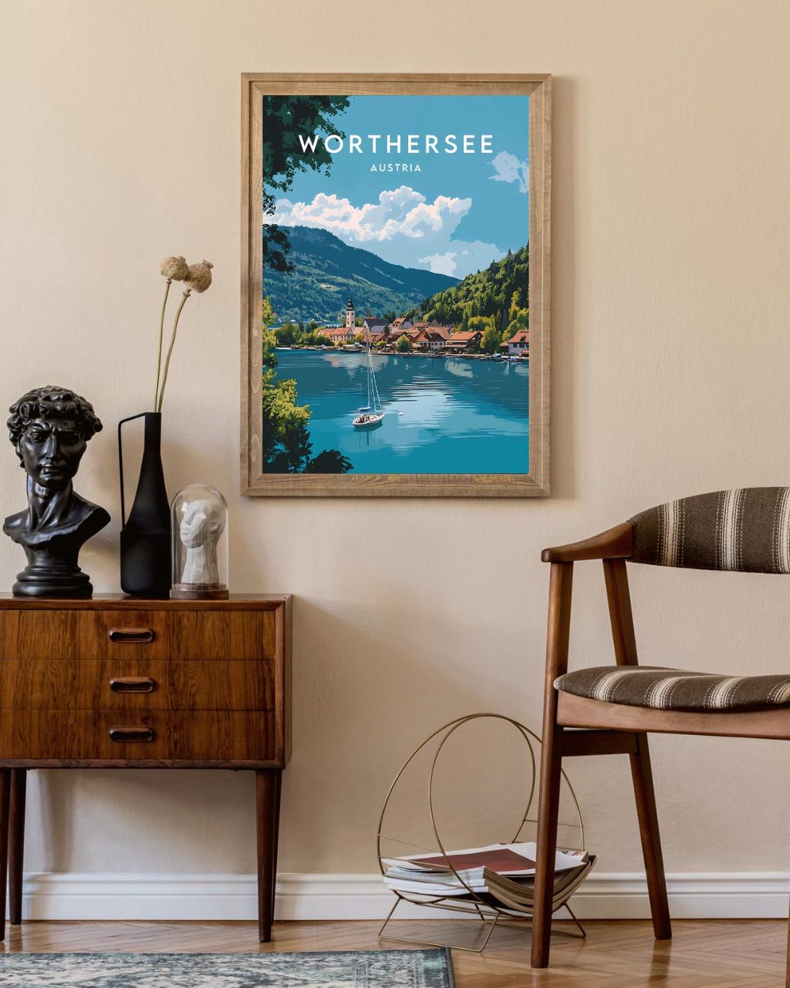 Worthersee Austria Alpine Lake Sailboat Village Travel Poster - Image 2