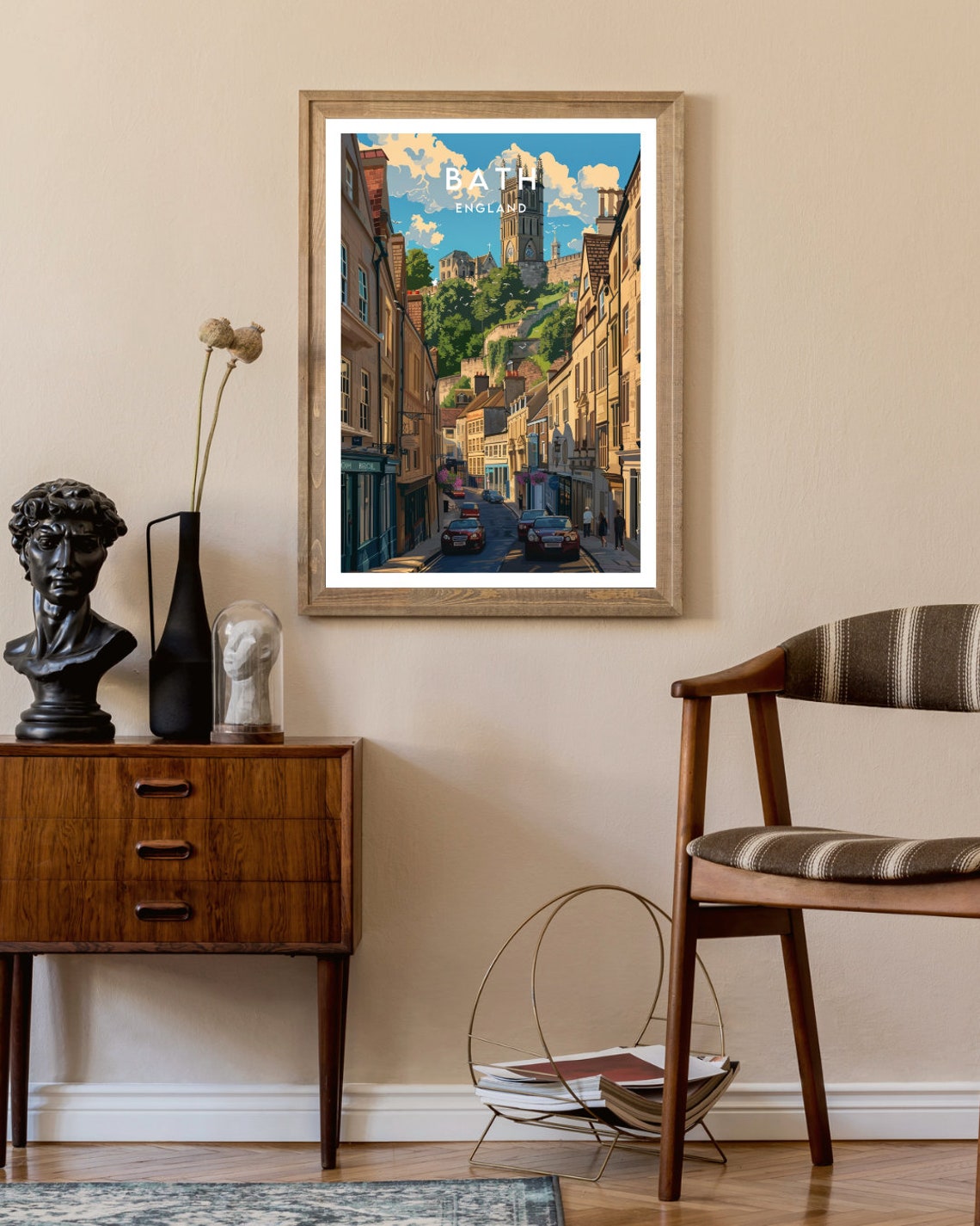 Bath England Historic Street Abbey Tower Vintage Travel Art Poster - Image 2