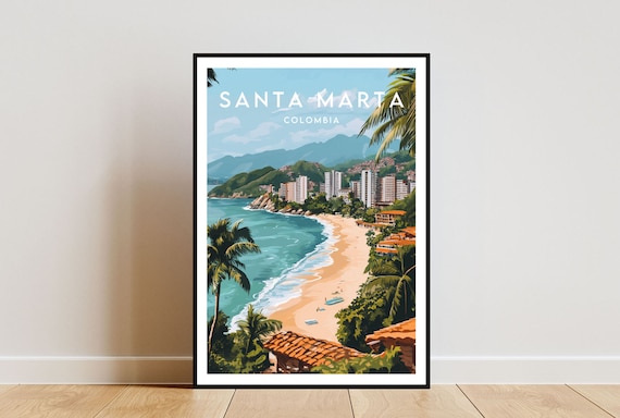 Santa Marta Travel Poster, Colombia Wall Art Print