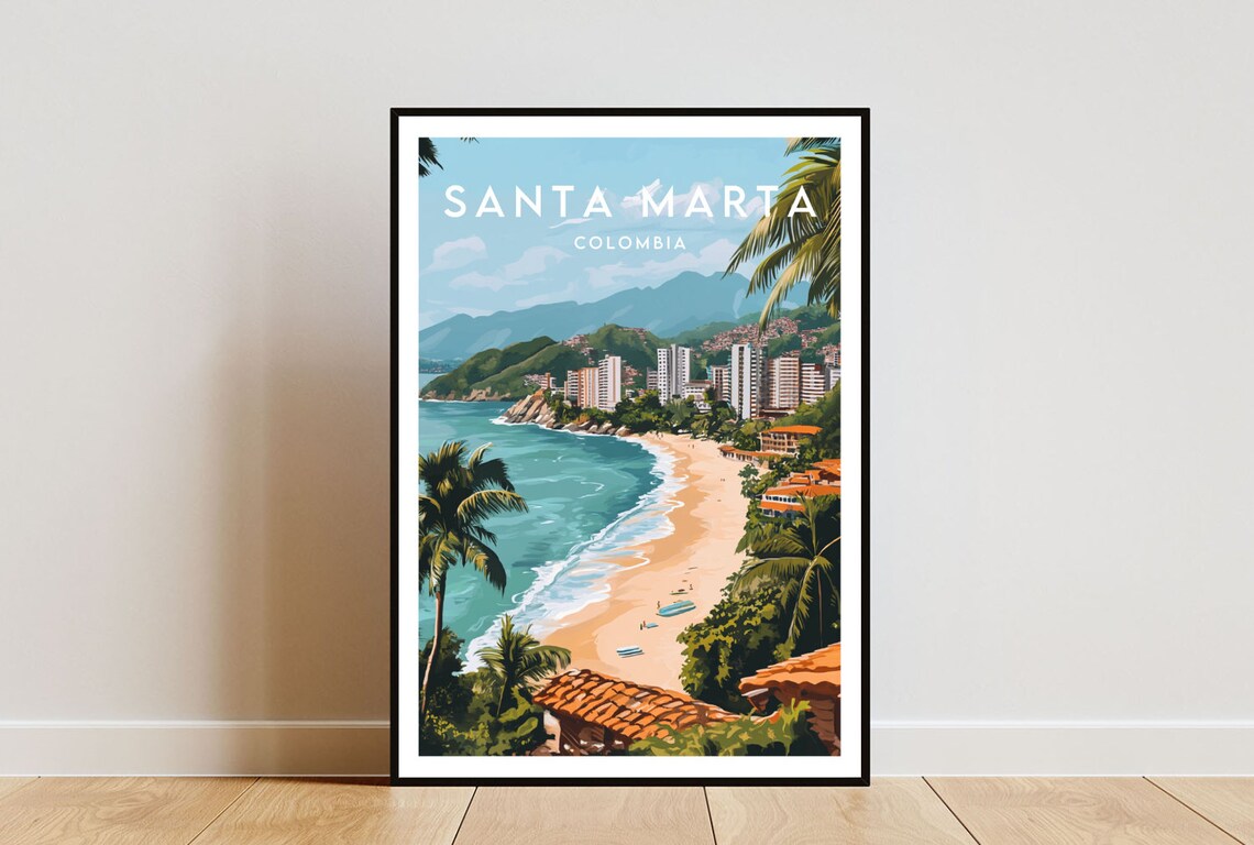 Santa Marta Travel Poster, Colombia Wall Art Print