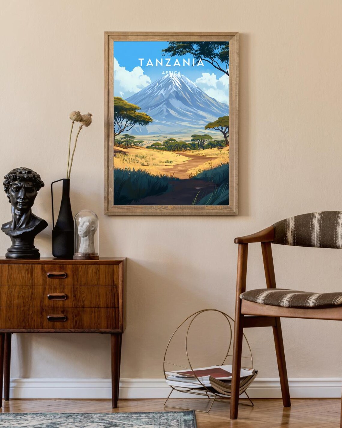Tanzania Africa Kilimanjaro Savanna Acacia Trees Vintage Travel Poster - Image 2