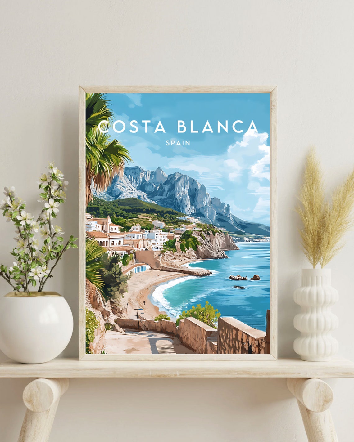Costa Blanca Spain Beach Town and Mountain Bay Travel Poster - Image 4