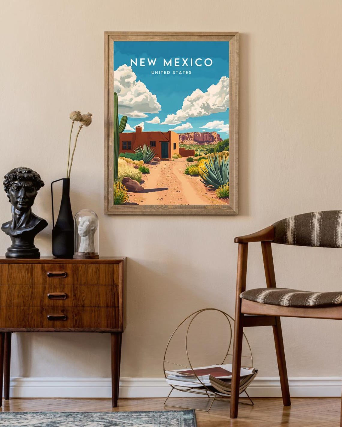 New Mexico United States Adobe House Desert Landscape Travel Poster - Image 2