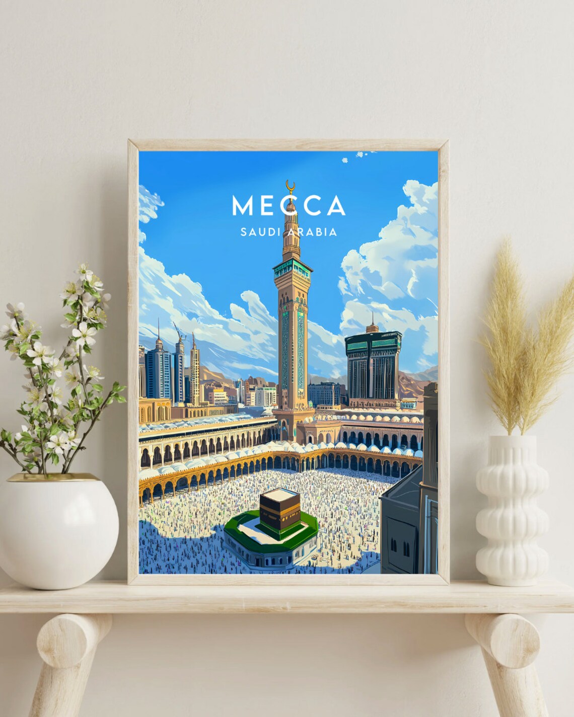 Mecca Saudi Arabia Holy Kaaba Masjid Vintage Travel Art Poster - Image 4