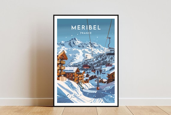 Meribel Travel Poster, France Ski Wall Art