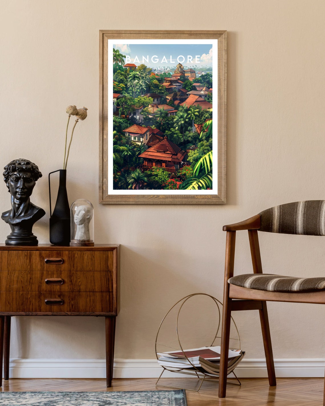 Bangalore India Garden City Rooftops Palm Trees Travel Poster - Image 2