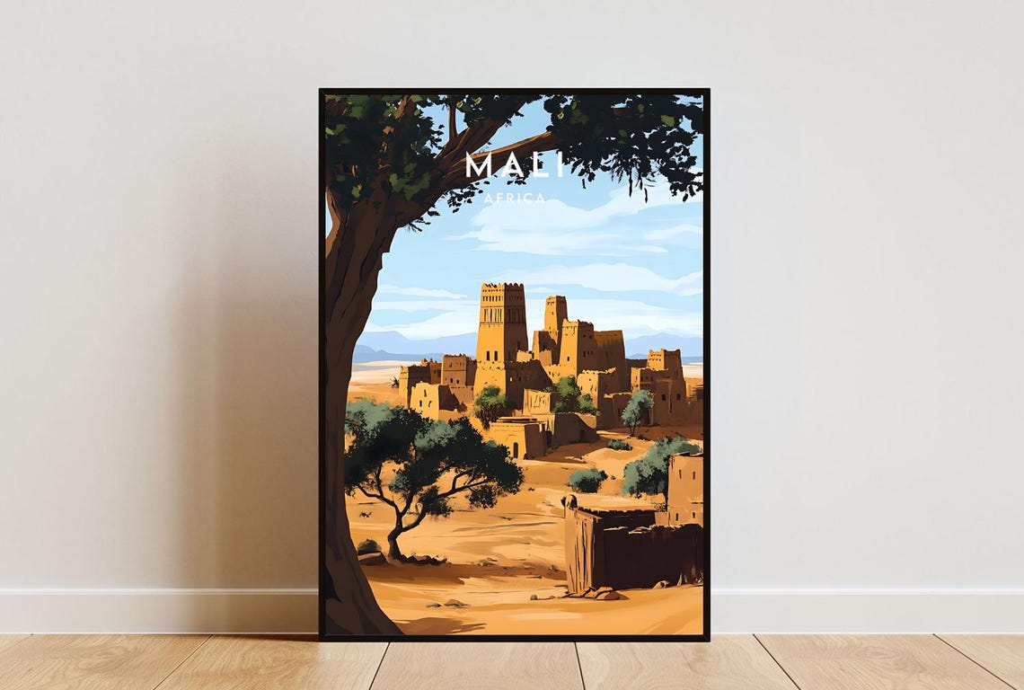 Mali Travel Print Africa Mali Poster Africa Poster Travel Wall Art Africa Print Mali Wall Art Mali Print Bamako Poster Bamako Art