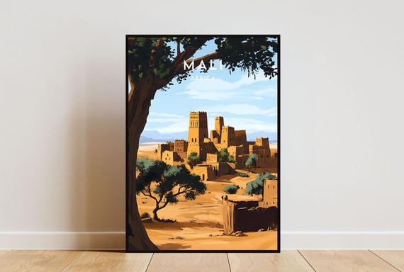 Mali Travel Print Africa Mali Poster Africa Poster Travel Wall Art Africa Print Mali Wall Art Mali Print Bamako Poster Bamako Art
