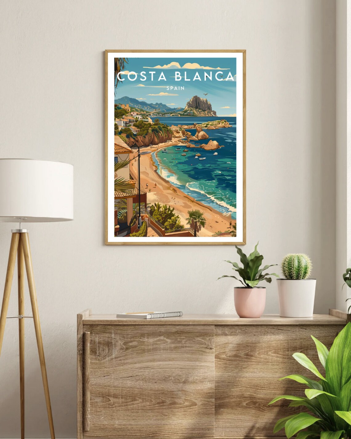 Costa Blanca Spain Golden Beach Cove Rock Headland Coast Poster - Image 3