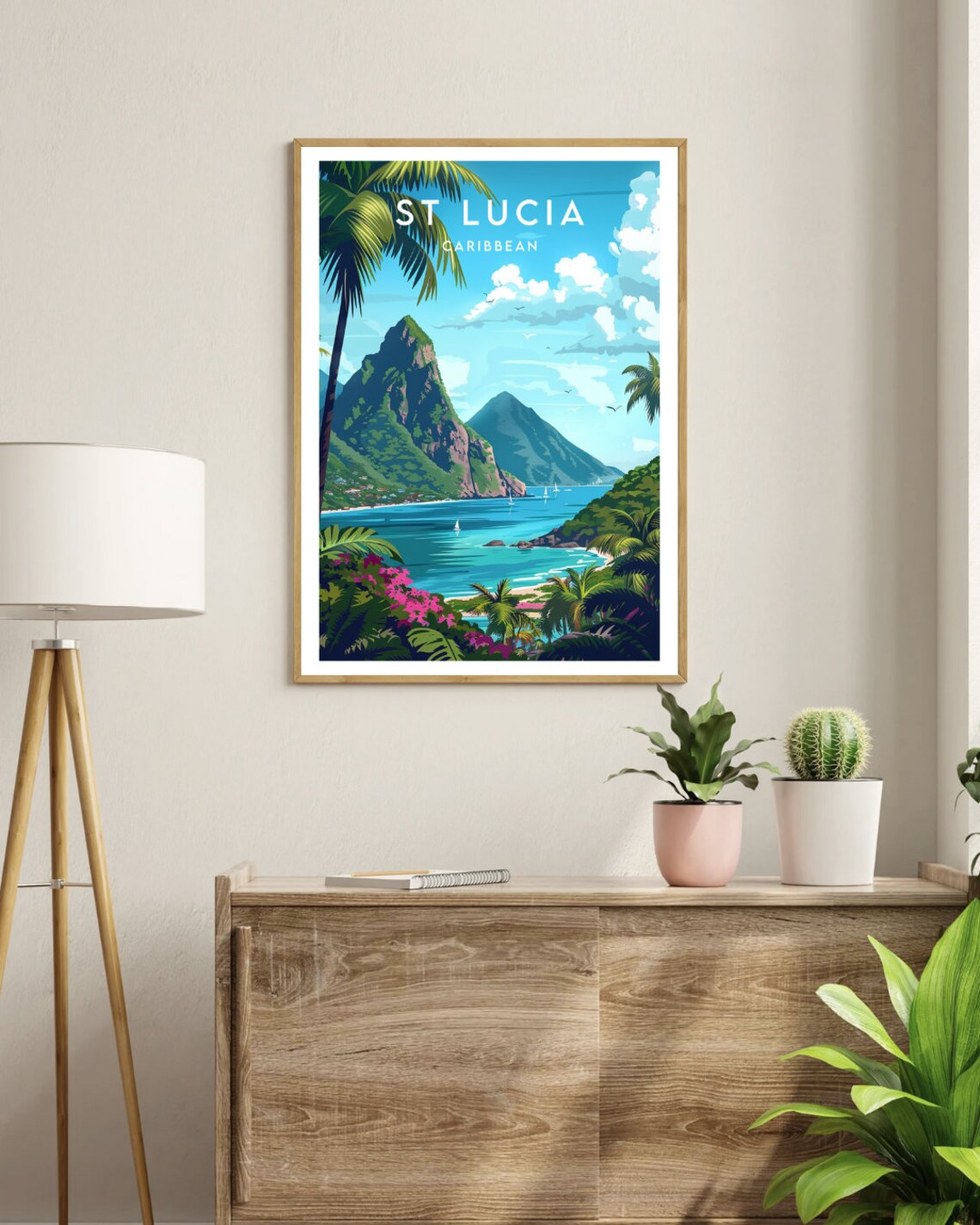 St Lucia Travel Poster, Caribbean Place Wall Art - Image 3