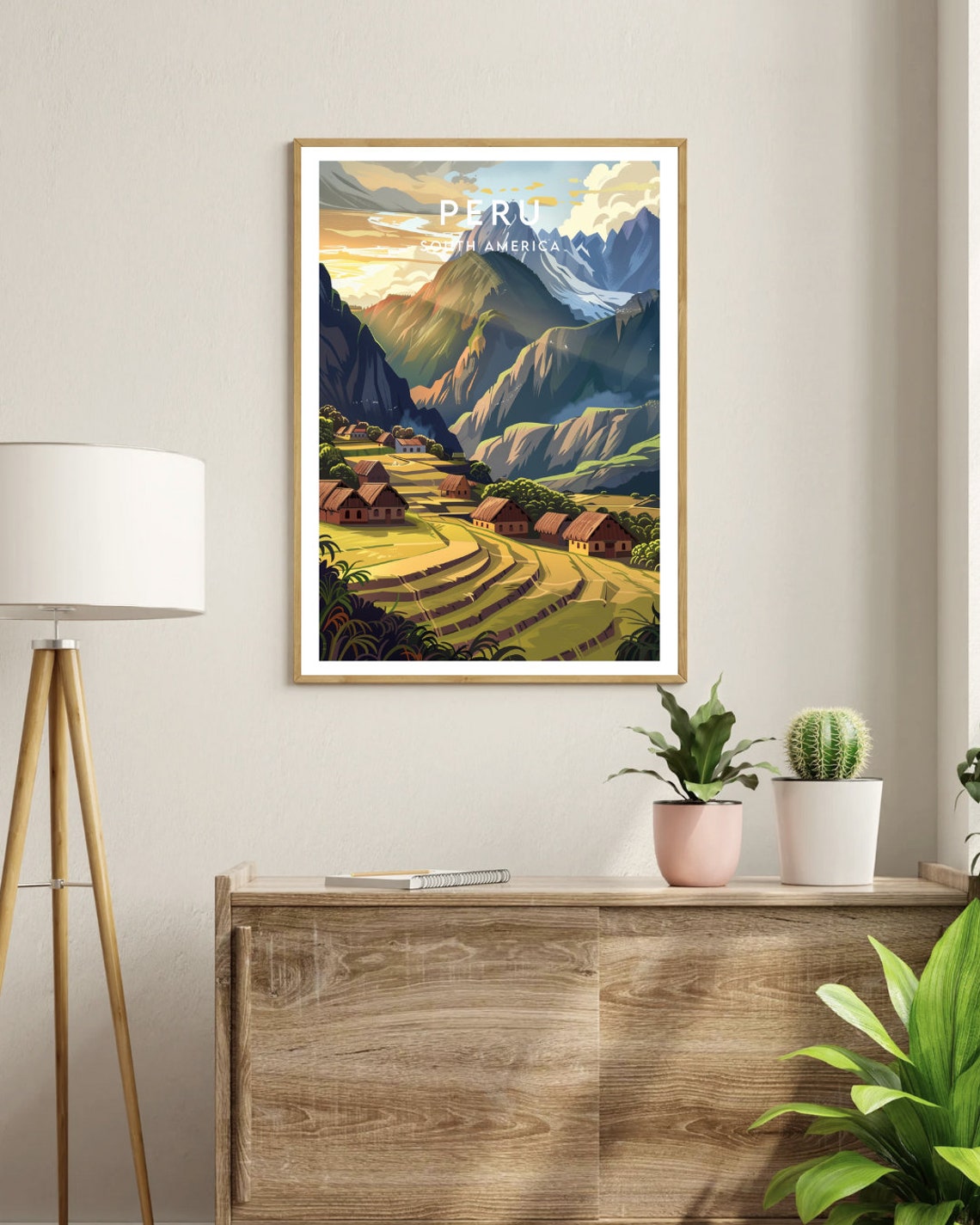 Peru South America Andean Mountain Village and Terrace Art Poster - Image 3