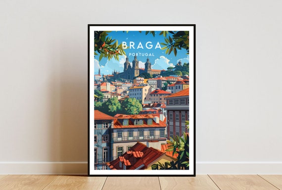 Braga Portugal Travel Poster, Europe Wall Art