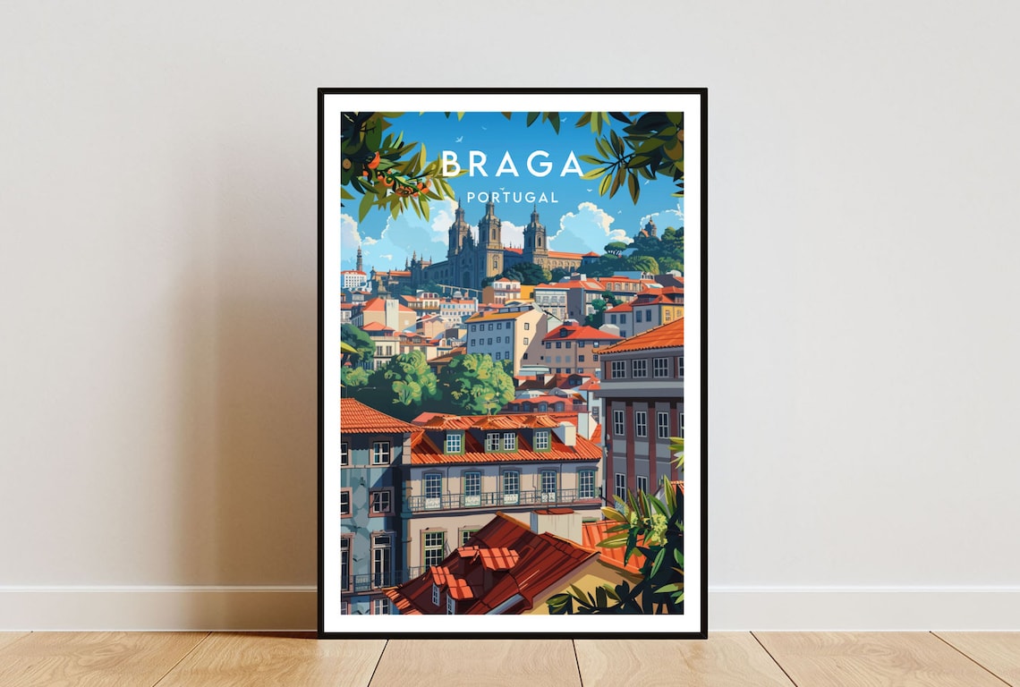 Braga Portugal Travel Poster, Europe Wall Art