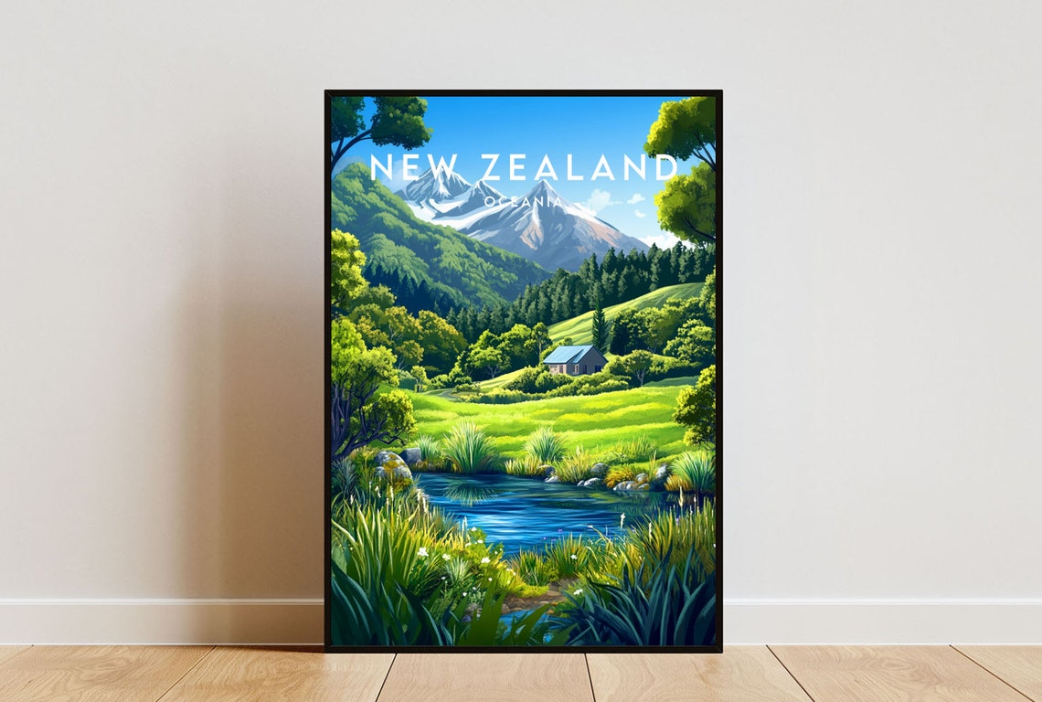 New Zealand Travel Print Oceania Poster New Zealand Poster Travel Wall Art New Zealand Print Poster New Zealand Oceania Poster