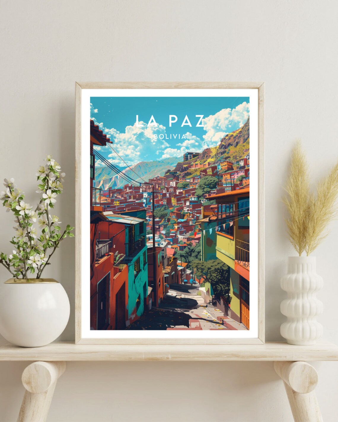 La Paz Bolivia Hillside Colorful Houses Andes City Travel Poster - Image 4
