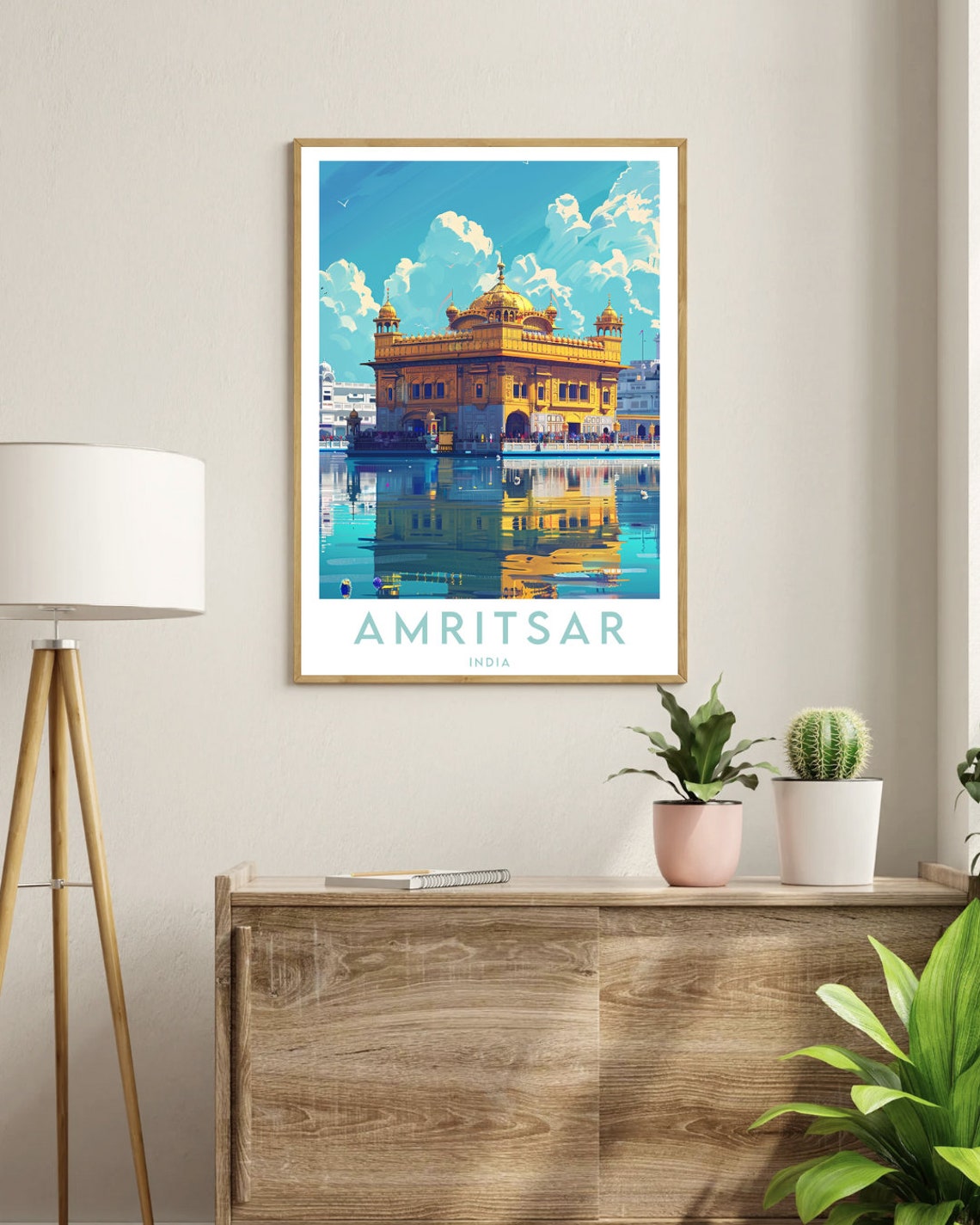 Amritsar India Golden Temple Sacred Reflecting Pool Travel Poster - Image 3