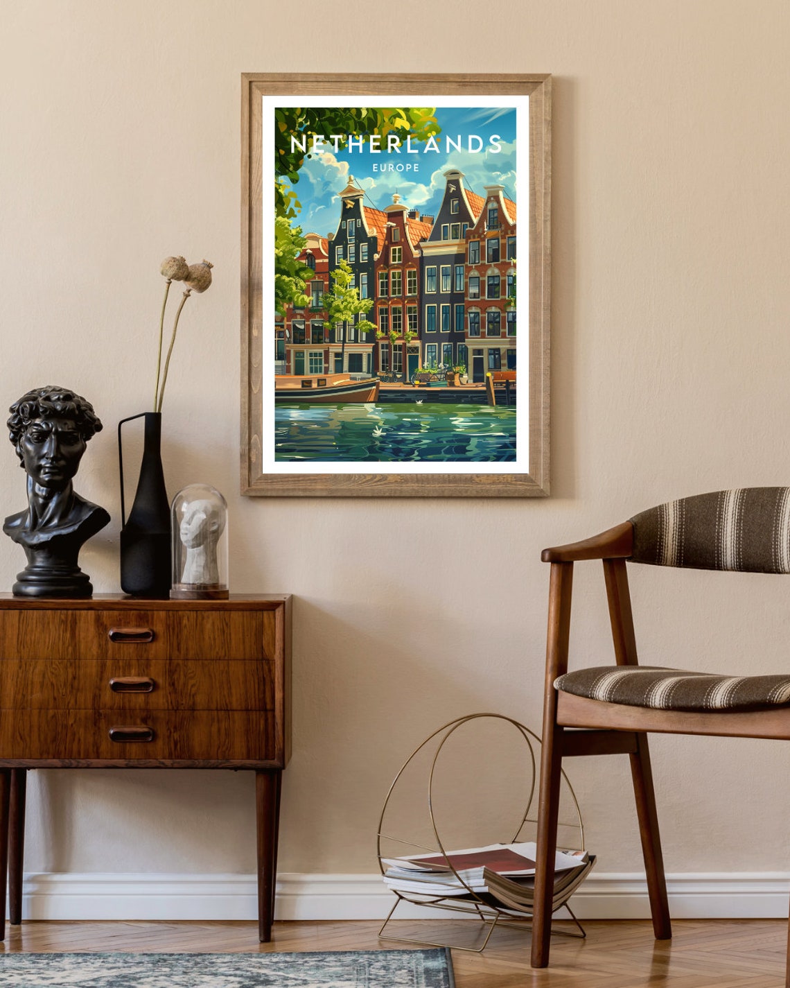 Netherlands Europe Amsterdam Canal Gabled Houses Travel Poster - Image 2