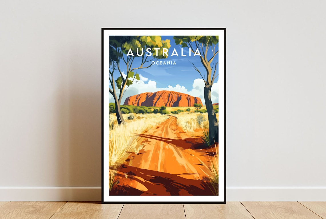 Australia Travel Poster, Oceania Outback Sydney
