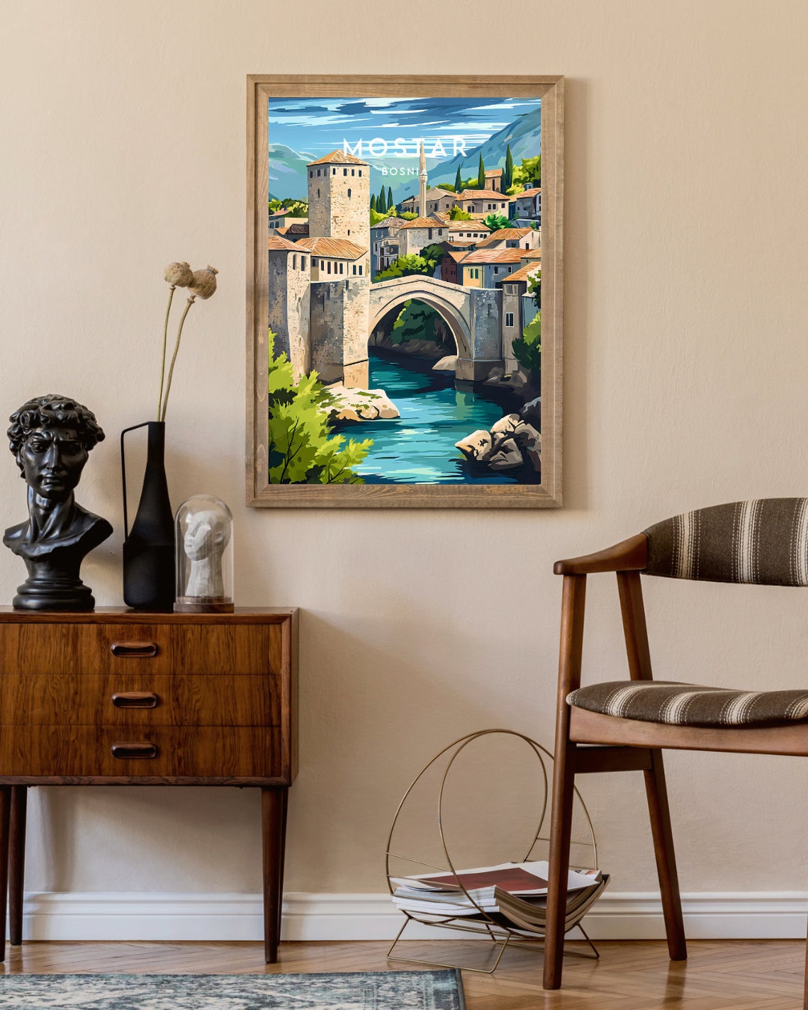 Mostar Travel Print Bosnia Mostar Poster Bosnia Poster Travel Wall Art Bosnia Print Poster Bosnia And Herzegovina Mostar Wall Art - Image 2