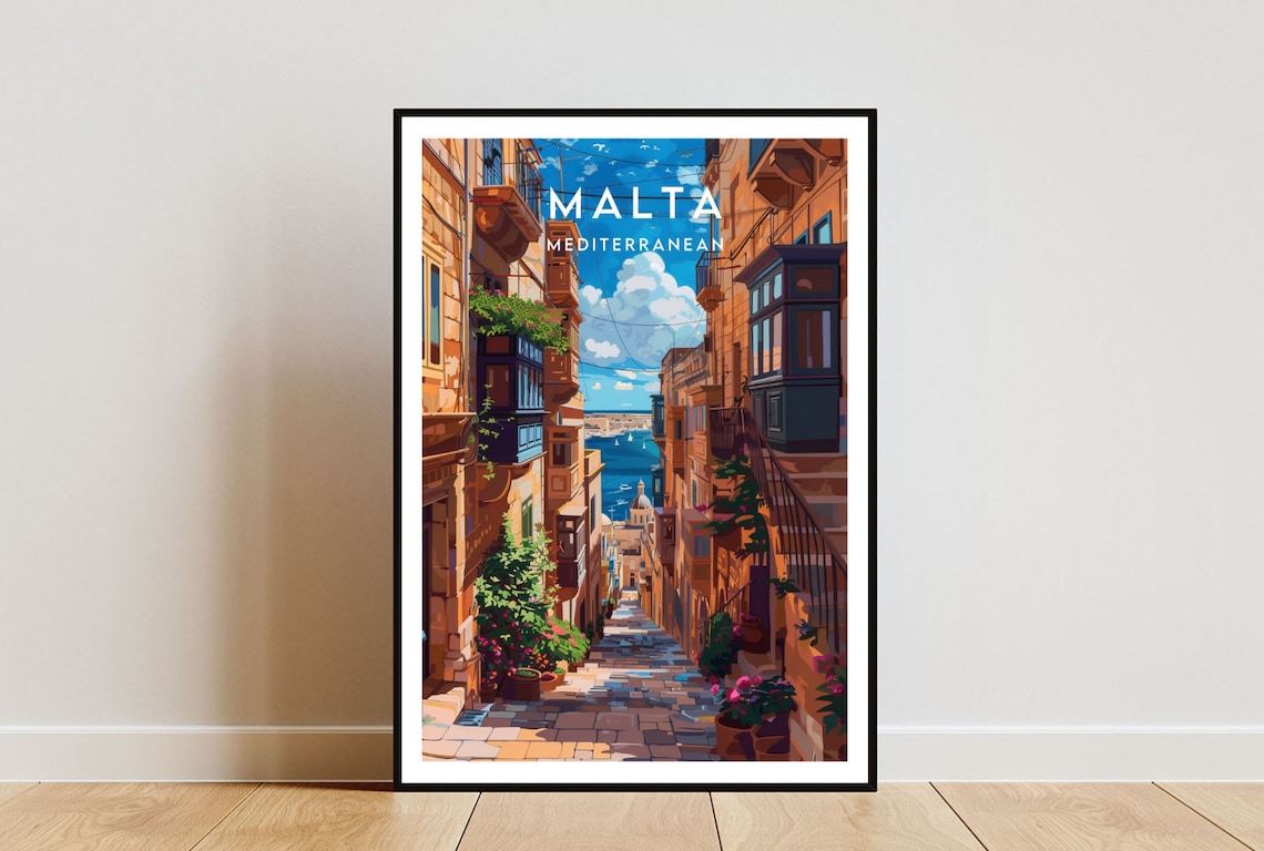 Malta Travel Poster, Valletta European Wall Art