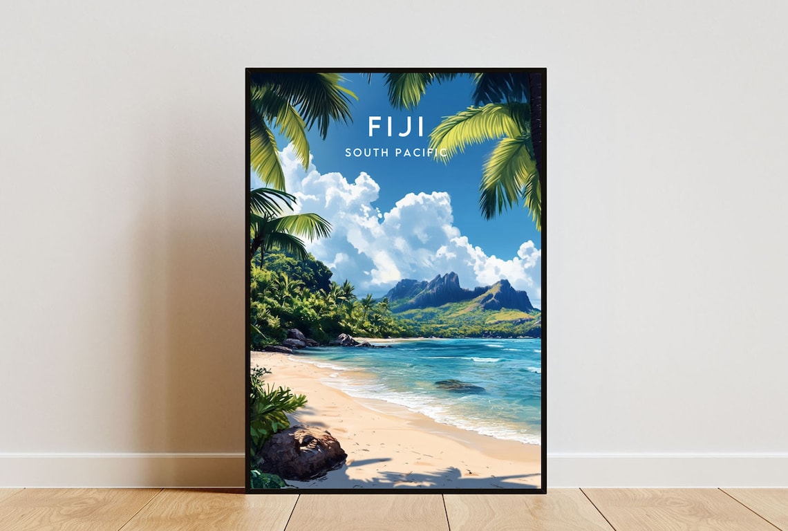 Fiji Travel Poster, South Pacific Wall Art