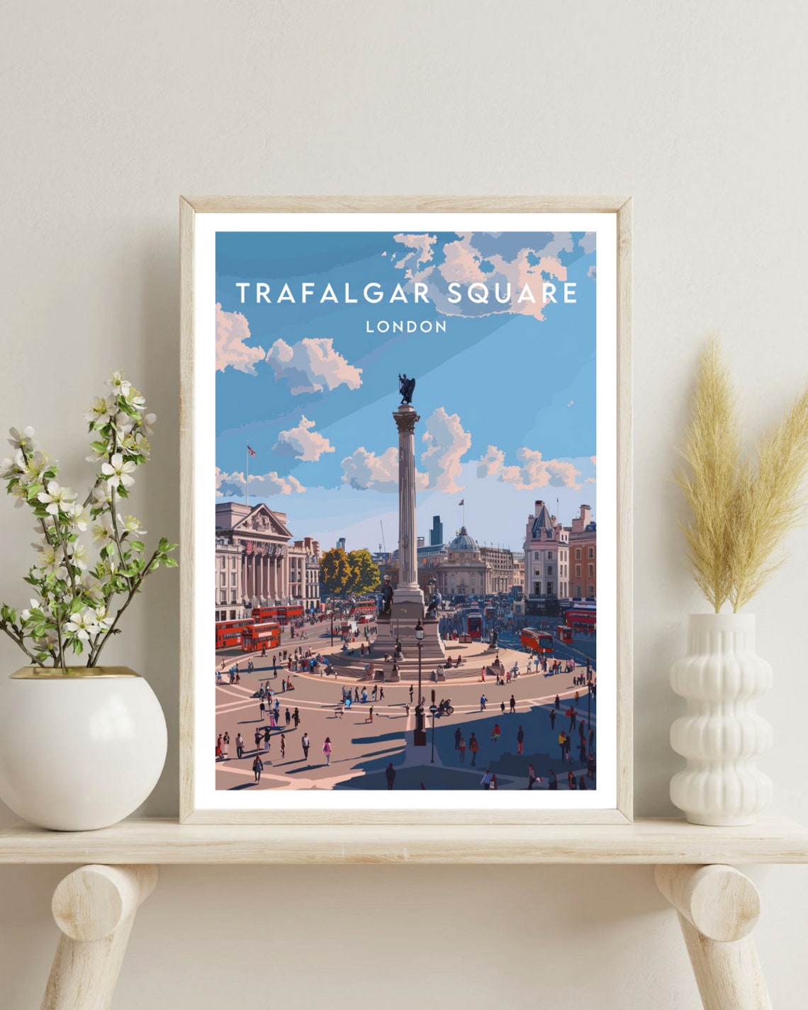 Trafalgar Square Travel Print London Trafalgar Square Poster London Poster Travel Art London Print England London Trafalgar Square - Image 4