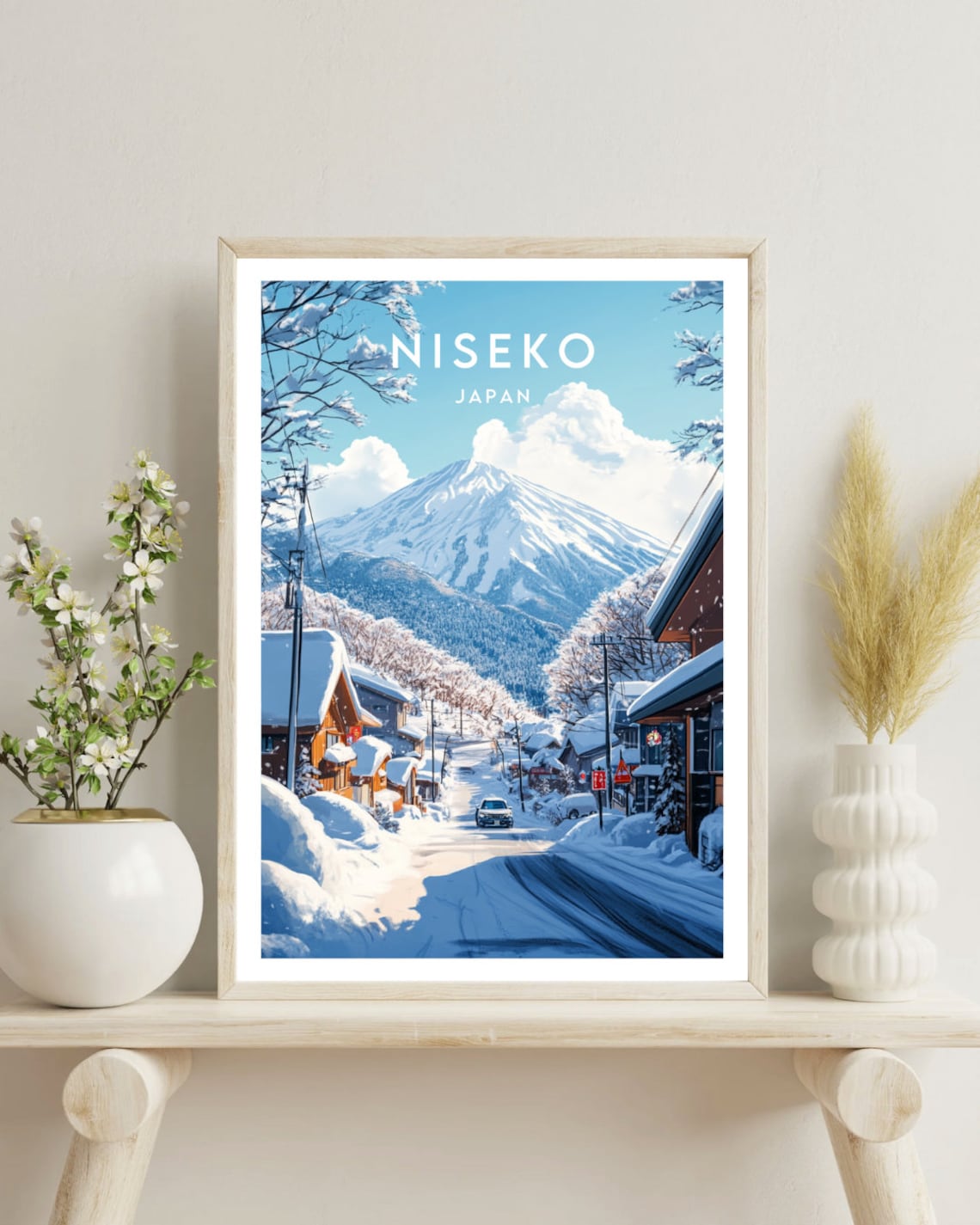 Niseko Japan Snowy Winter Street Mountain View Travel Poster - Image 4