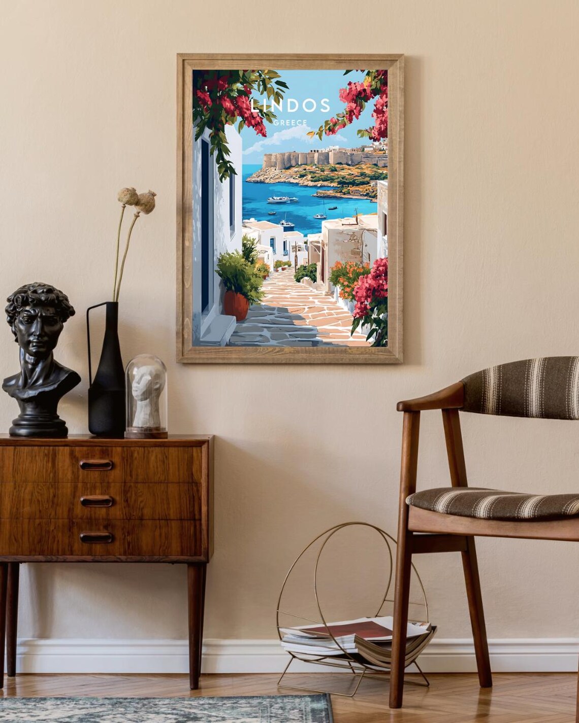 Lindos Travel Poster, Greece Europe Wall Art - Image 2