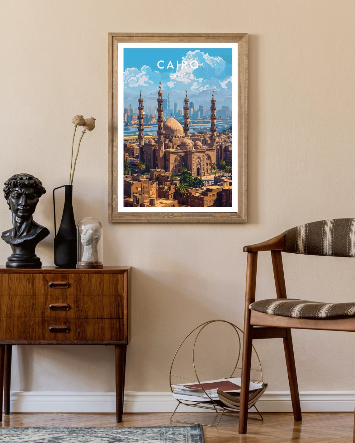 Cairo Egypt Historic Mosque Minarets Old City Skyline Travel Poster - Image 2