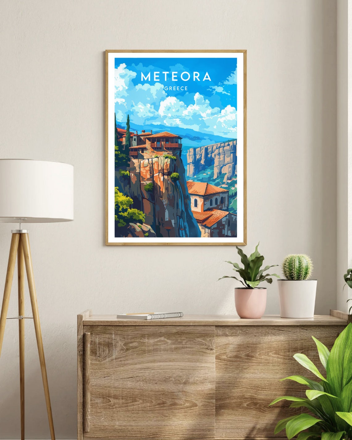 Meteora Greece Monastery Cliff Rock Pillar Scenic Travel Poster - Image 3