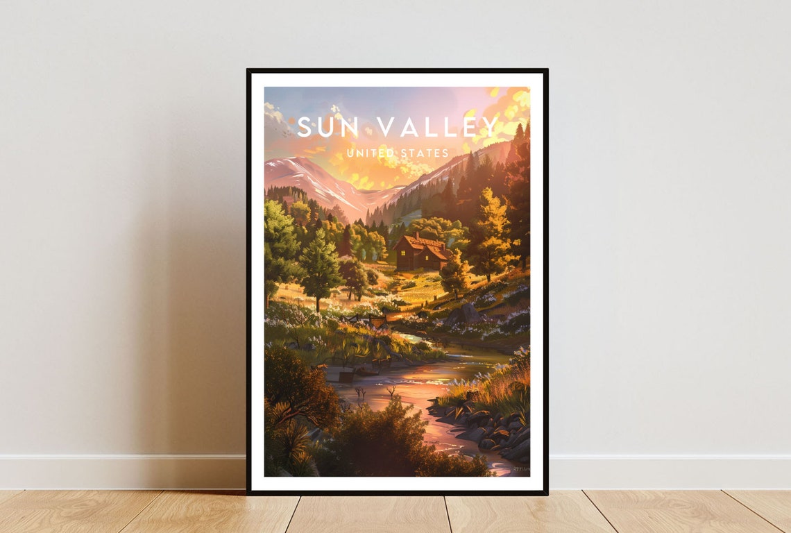 Sun Valley Travel Print United States Sun Valley Poster America Poster Travel Wall Art America Print Sun Valley Usa California