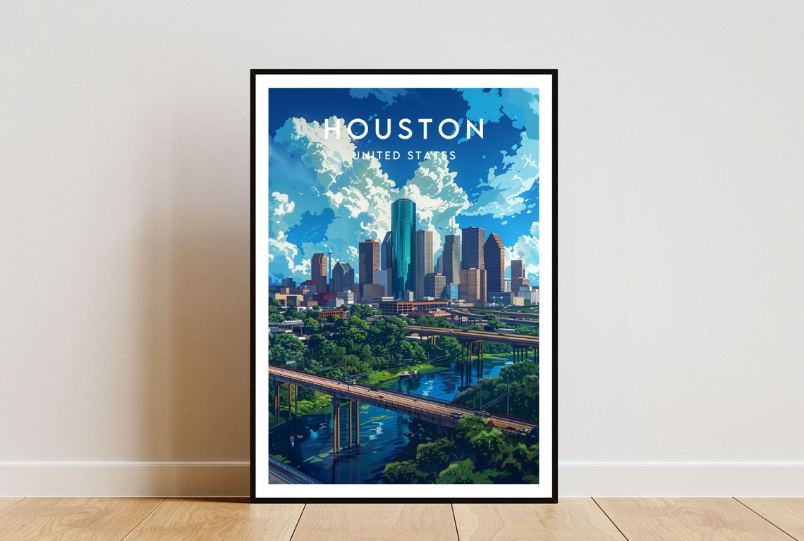 Houston Travel Print United States Houston Poster America Poster Travel Wall Art America Print Poster America Houston Usa Texas