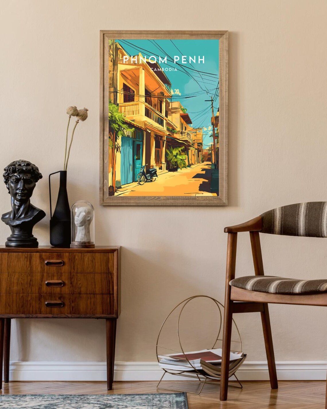 Phnom Penh Cambodia Colonial Street Vintage Style Travel Poster - Image 2