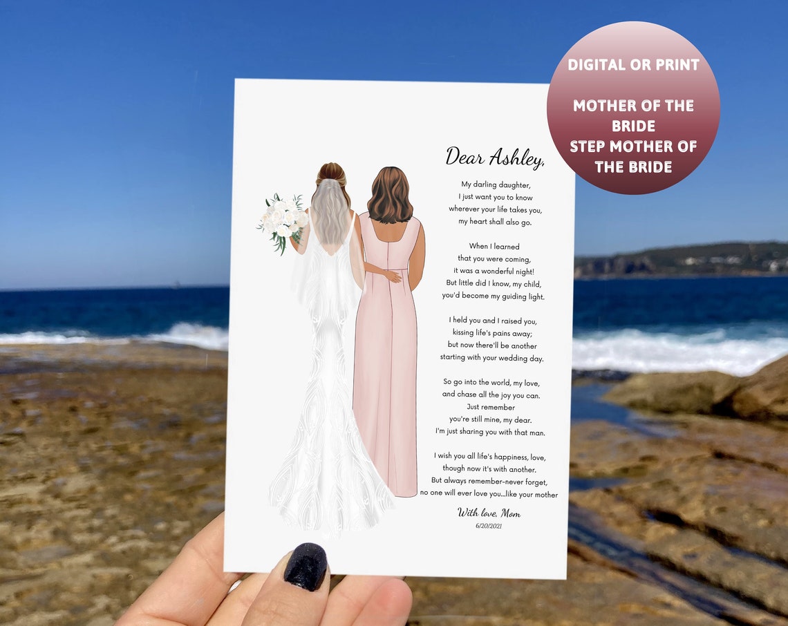 Dear Daughter Mother of the Bride Step Mom Custom Poem Poster