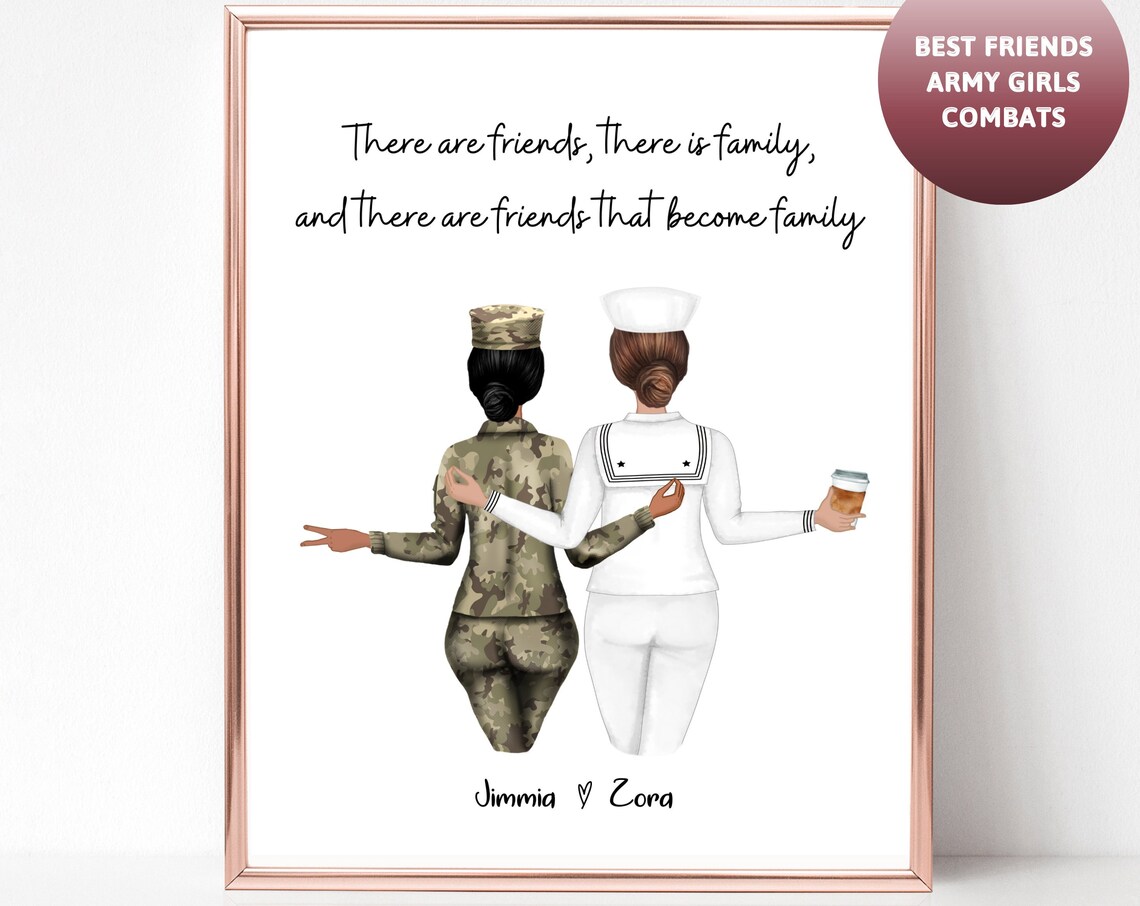 Army and Navy Best Friends Custom Military Women Gift Poster