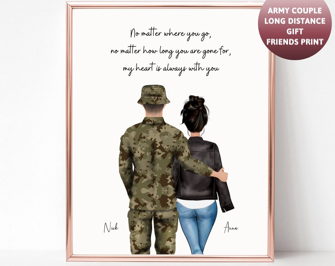 No Matter Where You Go Army Couple Custom Long Distance Poster