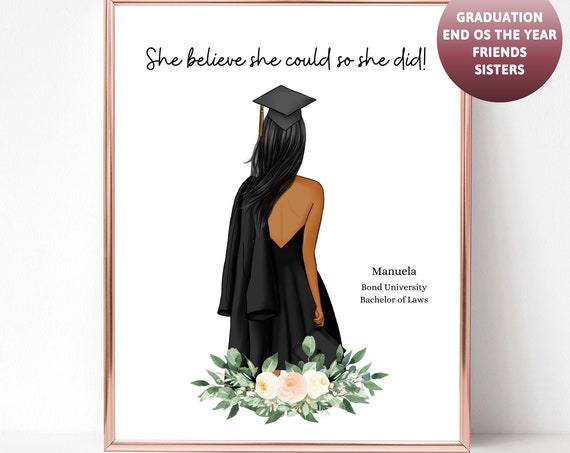 She Believed She Could So She Did Graduation Cap Gown Poster