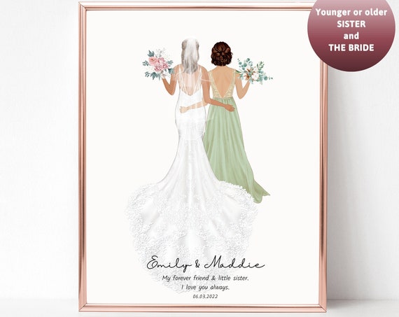 Bride And Her Sister Forever Friend Little Sister Wedding Poster