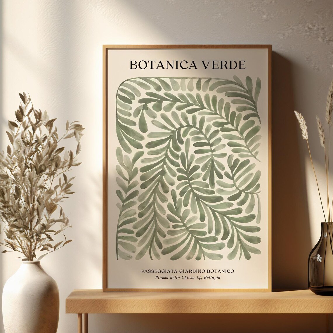 Botanica Verde Bellagio Garden Watercolor Botanical Leaves Poster