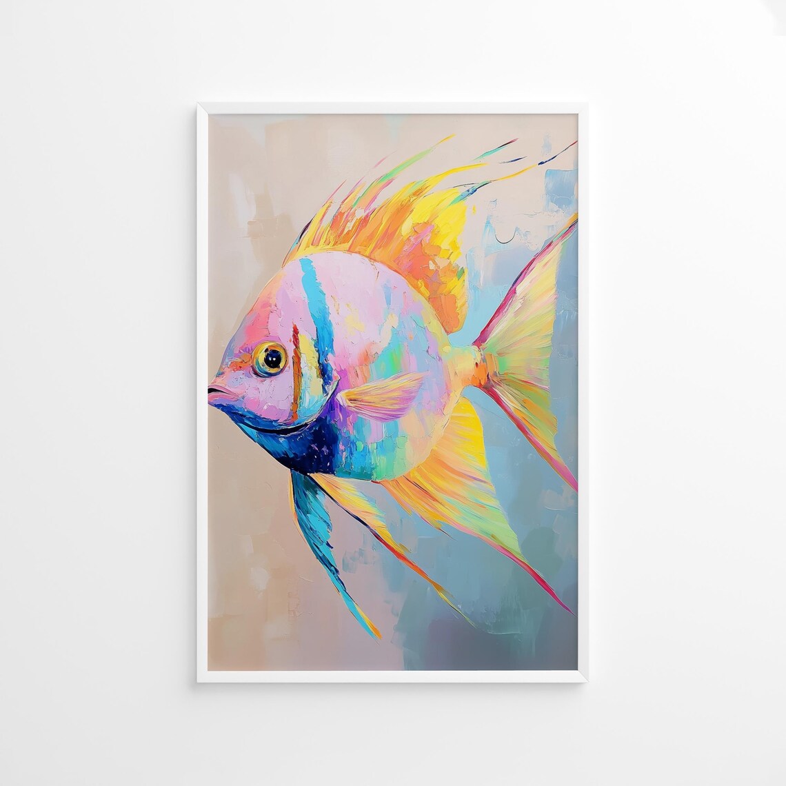Colorful Abstract Tropical Fish Vibrant Ocean Animal Art Poster