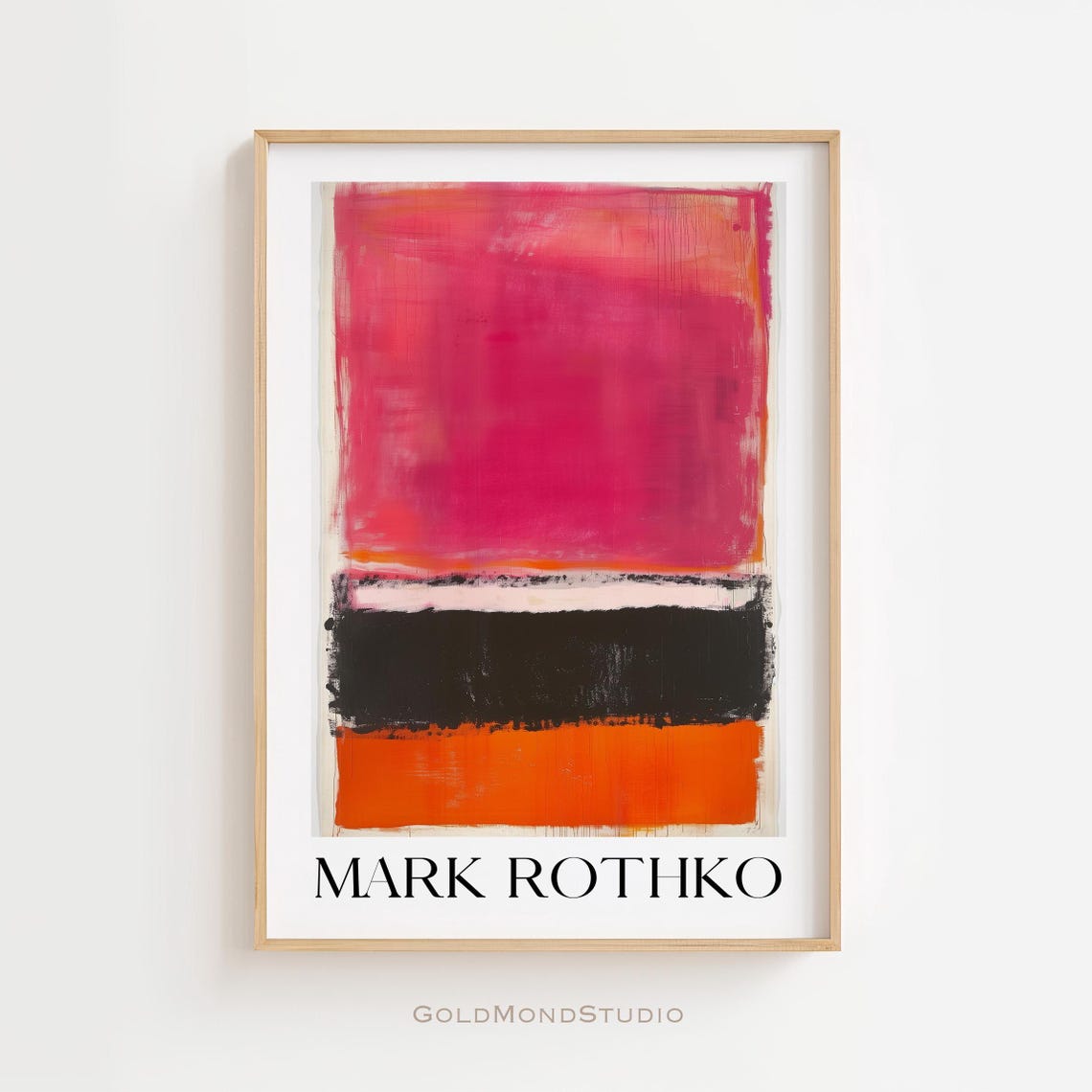 Mark Rothko Hot Pink Black and Orange Color Blocks Art Poster