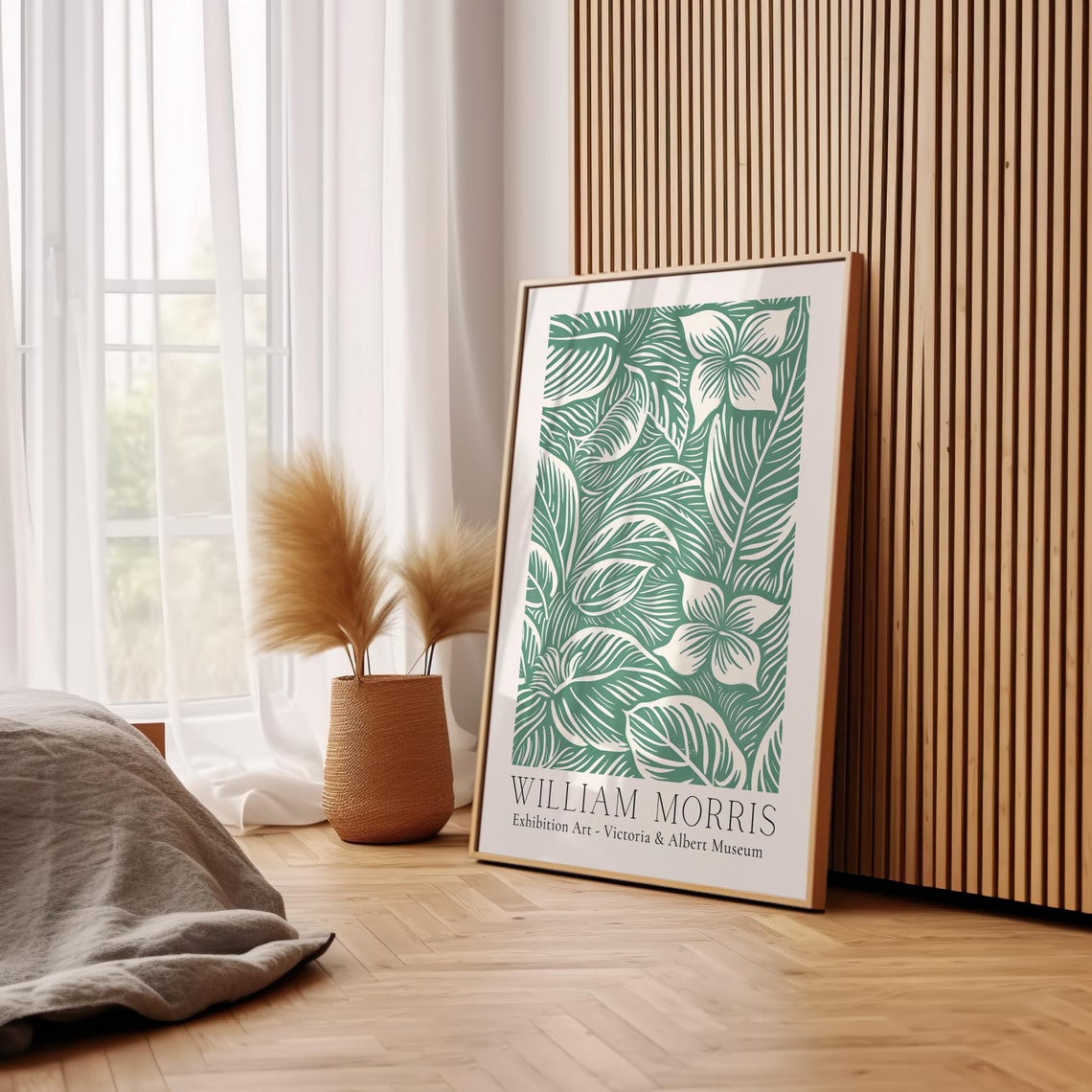 William Morris Green Leaf Cotton Textile Exhibition Art Poster - Image 2